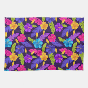 Linge De Cuisine Motif de feuilles et fleurs tropicales-23857