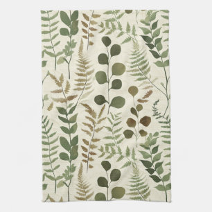 Linge De Cuisine Motif de feuilles pressées botaniques – Impression