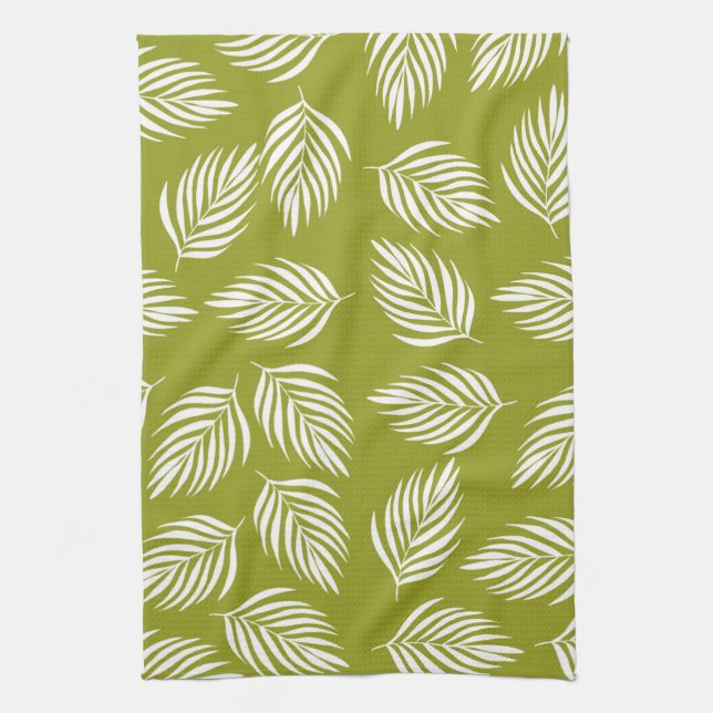 Linge De Cuisine Motif de feuilles vert citron décoratives (Vertical)