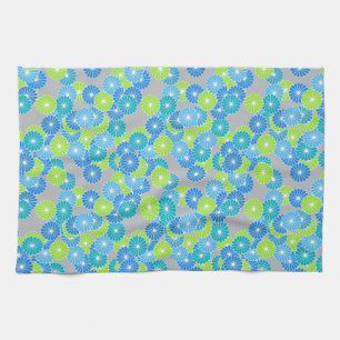 Linge De Cuisine Motif de fleur d'art déco - bleu et vert de chaux