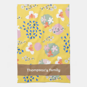 Linge De Cuisine Motif de fleur moderne coloré avec nom