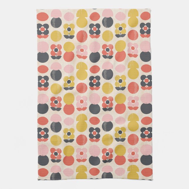 Linge De Cuisine Motif de fleur moderne de la moitié du siècle (Vertical)
