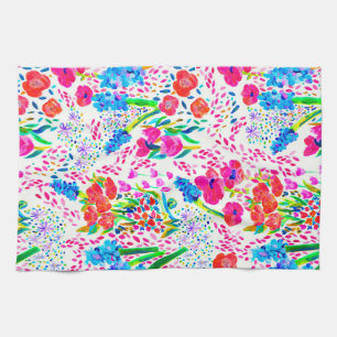 Linge De Cuisine Motif de fleurs aquarelles colorées mignonnes