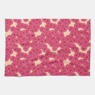 Linge De Cuisine Motif de fleurs Art Déco - rose profond et pêche