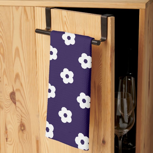 Linge De Cuisine Motif de fleurs blanches (Pliage en tiers)