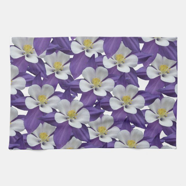Linge De Cuisine Motif de fleurs Columbine (Horizontal)