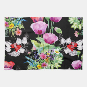 Linge De Cuisine Motif de fleurs d'été colorées de pavot