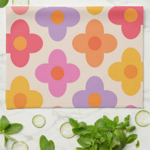 Linge De Cuisine Motif de fleurs hippie colorées rétro
