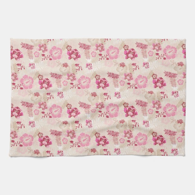 Linge De Cuisine Motif de fleurs modernes roses mignon (Horizontal)