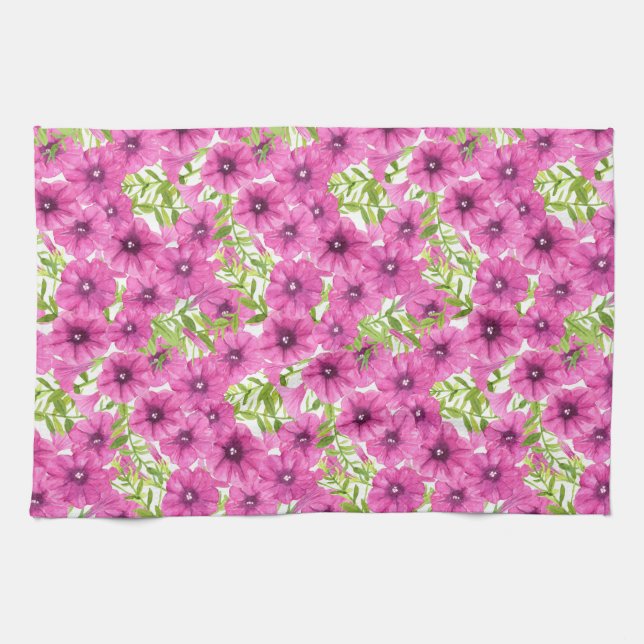 Linge De Cuisine Motif de fleurs pétunia rose (Horizontal)