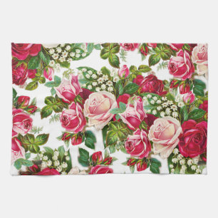 Linge De Cuisine Motif de fleurs rose rouge vintage chic de roses