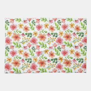 Linge De Cuisine Motif de fleurs roses à l'aquarelle