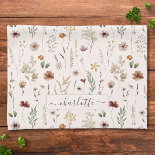 Linge De Cuisine Motif de fleurs sauvages florales jolies aquarelle
