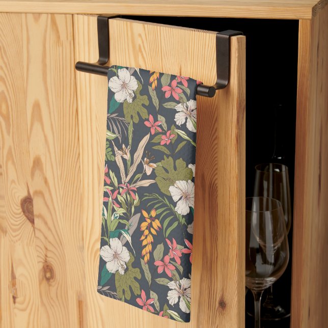 Linge De Cuisine Motif de fleurs tropicales colorées (Pliage en tiers)