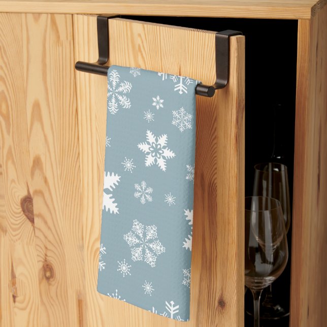 Linge De Cuisine Motif de flocon de neige, flocons blancs, neige, g (Pliage en tiers)