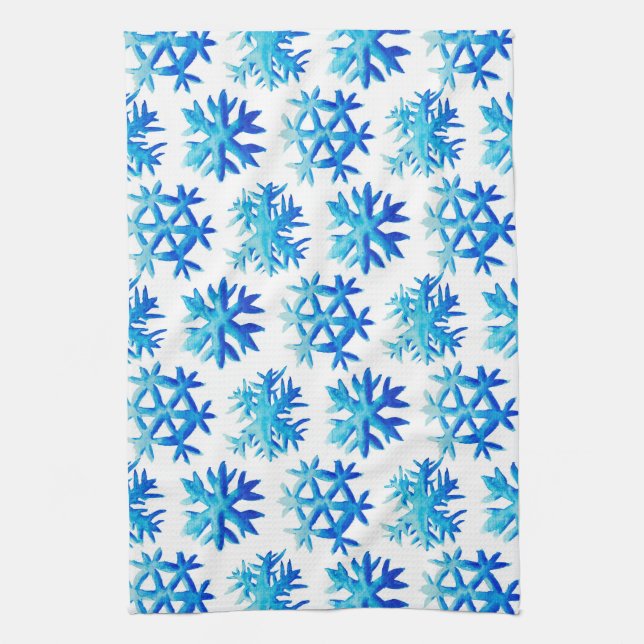 Linge De Cuisine Motif de flocons d'eau bleu (Vertical)