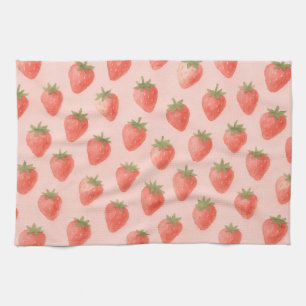 Linge De Cuisine Motif de fraise à l'aquarelle Cottagecore Charmant