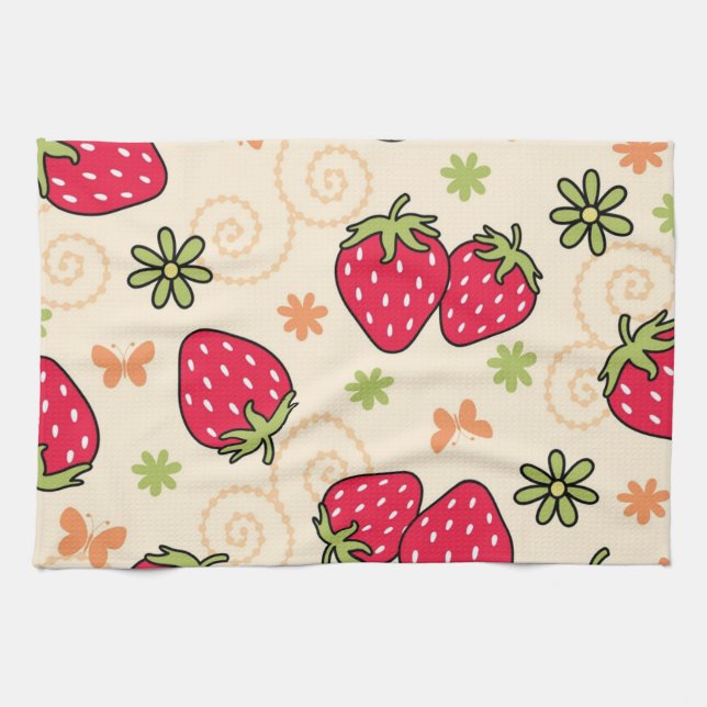 Linge De Cuisine Motif de fraises (Horizontal)