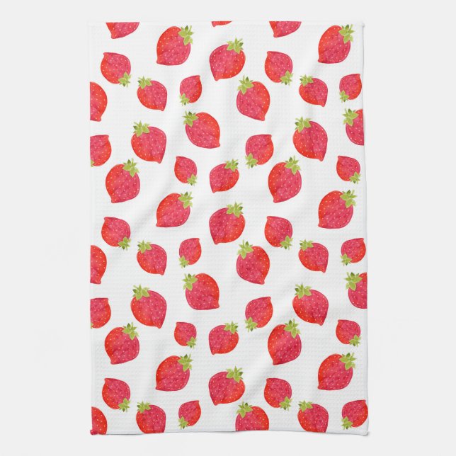 Linge De Cuisine Motif de fraises d'aquarelle (Vertical)