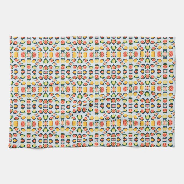 Linge De Cuisine motif de fruits avec des citrons, des pamplemousse (Horizontal)