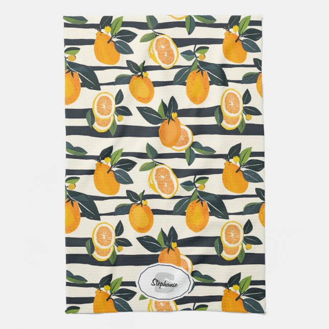 Linge De Cuisine Motif de fruits d'agrumes avec Feuilles verts (5) (Vertical)