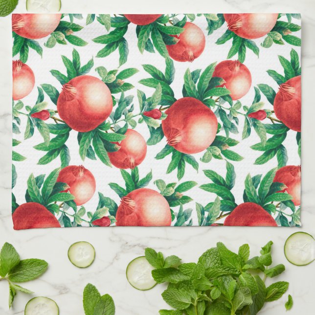 Linge De Cuisine Motif de fruits de grenade (Plié)