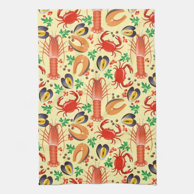 Linge De Cuisine Motif de fruits de mer (Vertical)