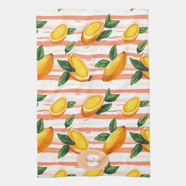Linge De Cuisine Motif de fruits Mango avec Feuilles verts (Vertical)