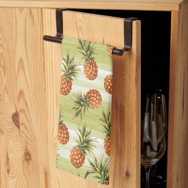Linge De Cuisine Motif de fruits vert orange tropicale à l'ananas (Pliage en tiers)