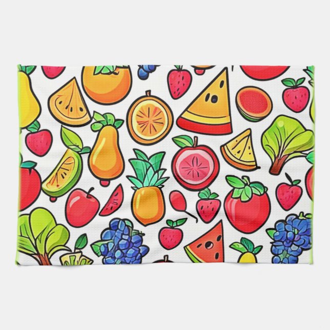 Linge De Cuisine Motif de fruits vibreux (Horizontal)
