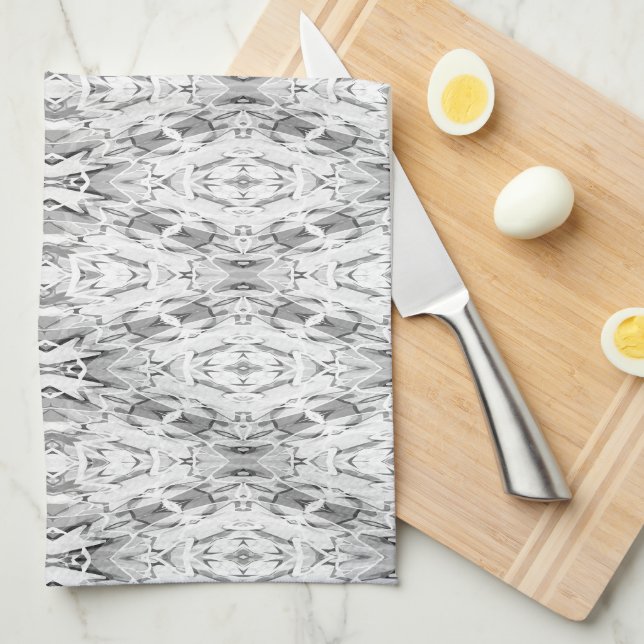 Linge De Cuisine Motif de géométrie abstraite gris clair (Quart Plié)