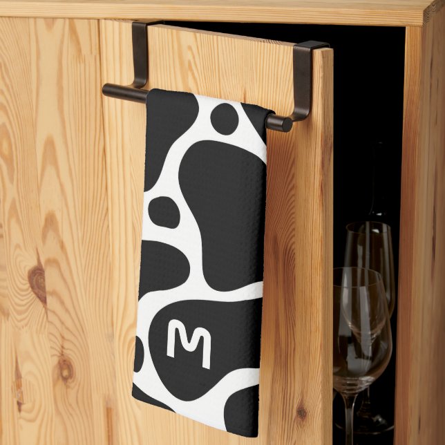 Linge De Cuisine motif de girafe noir et blanc poster de animal (Pliage en tiers)