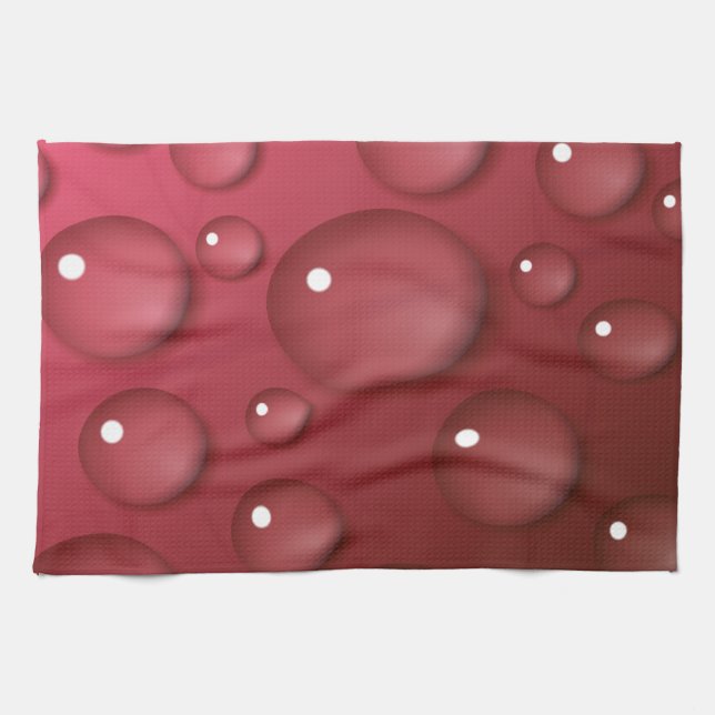Linge De Cuisine Motif de goutte d'eau rouge (Horizontal)