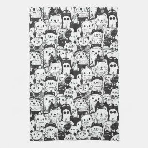 Linge De Cuisine Motif de gribouillage d'animaux Kawaii mignon (1)