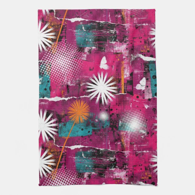 Linge De Cuisine Motif de grunge abstrait avec pissenlit (Vertical)
