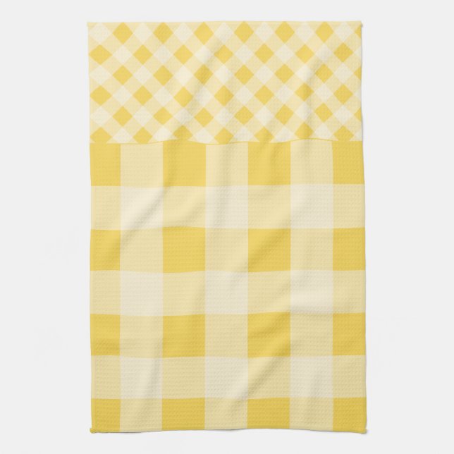Linge De Cuisine Motif de guingan de zeste de citron (Vertical)
