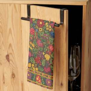 Linge De Cuisine Motif de jardin botanique antique vibrant