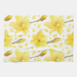 Linge De Cuisine Motif de jardin printanier floral narcisse jaune