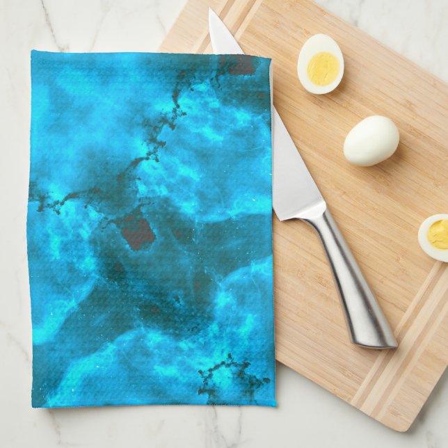 Linge De Cuisine Motif de kaléidoscope bleu glace givrée (Quart Plié)