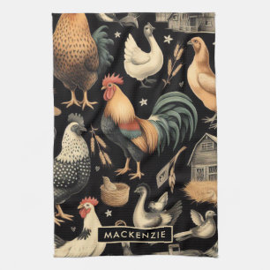 Linge De Cuisine Motif de la ferme de poulet Retro