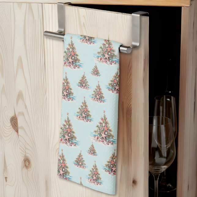 Linge De Cuisine Motif de l'arbre de Noël de la coque de plage (Beach Shell Christmas Tree Pattern kitchen towel )