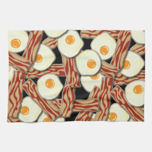 Linge De Cuisine Motif de lard et d'oeufs