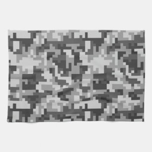 Linge De Cuisine motif de l'armée noire et gris de Pixel