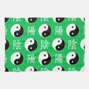 Linge De Cuisine Motif de l'Arrière - plan vert chinois Yinyang
