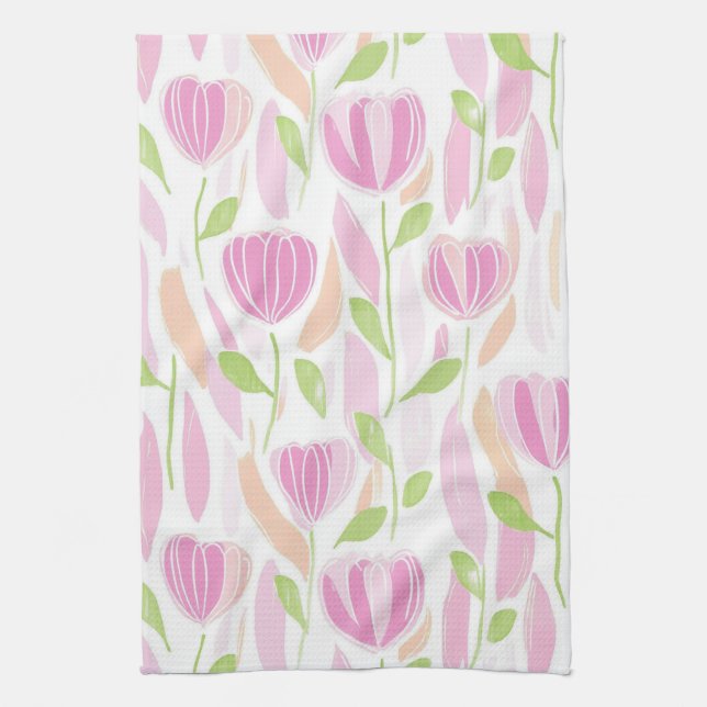 Linge De Cuisine Motif de ligne florale abstrait moderne (1) (Vertical)