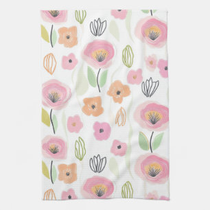 Linge De Cuisine Motif de ligne florale abstrait moderne (2)