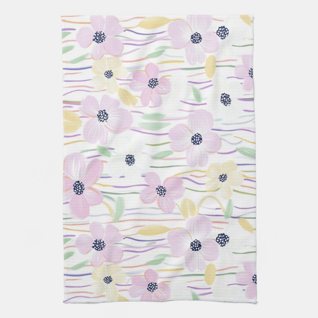 Linge De Cuisine Motif de ligne florale abstrait moderne (6) (Vertical)