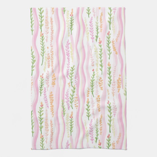 Linge De Cuisine Motif de ligne florale abstrait moderne (7) (Vertical)