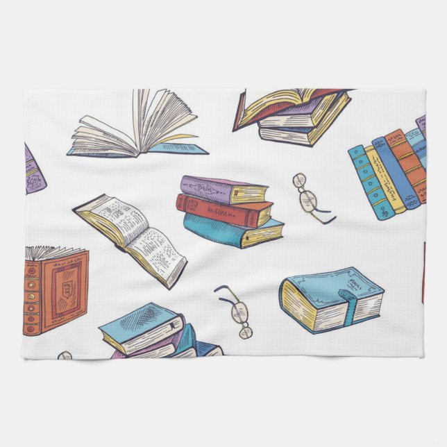 Linge De Cuisine Motif de livre (Horizontal)