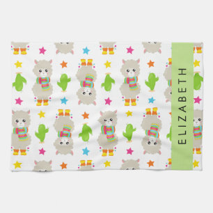 Linge De Cuisine Motif De Llamas, Alpacas, Cactus, Votre Nom